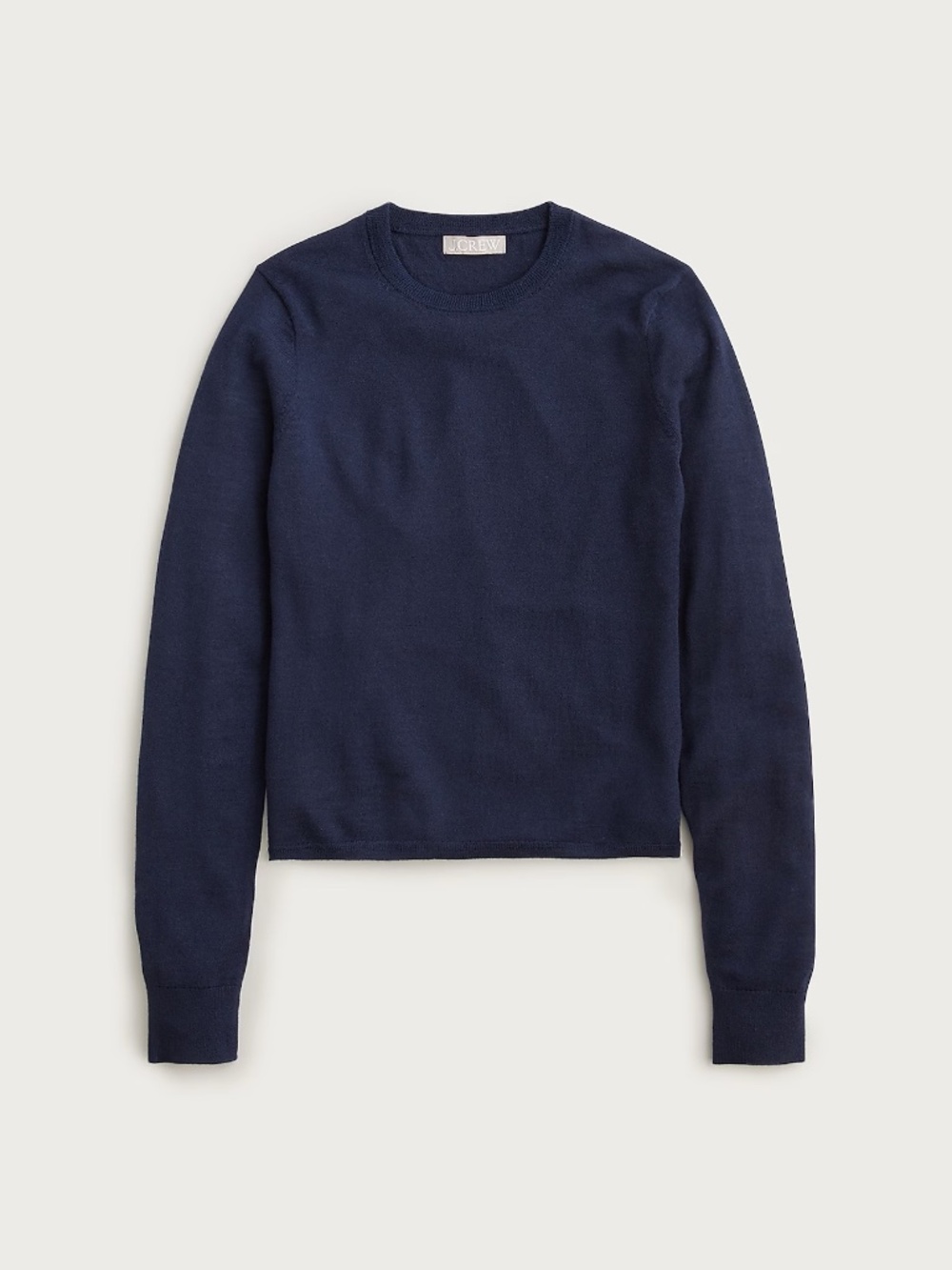 J. Crew Carolyn Fitted Crewneck Sweater in Merino Wool - Navy, L